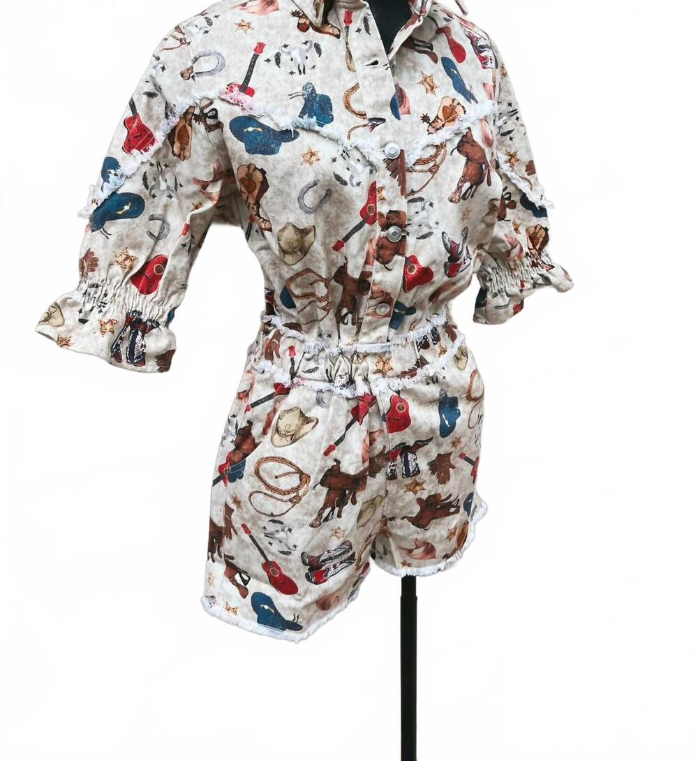 NEW FANTASTIC FAWN women's western romper in multicolor